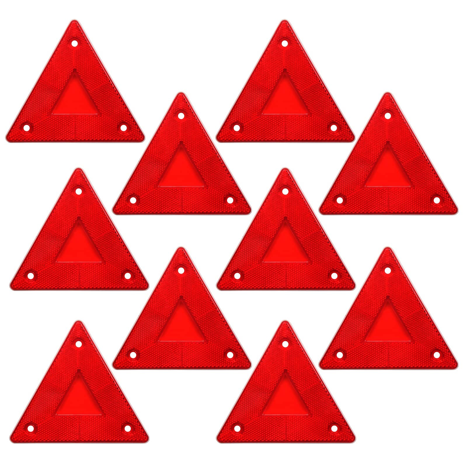 10 Pack Red Reflector Warning Signs Slow Moving Vehicle Triangle Sign for Car