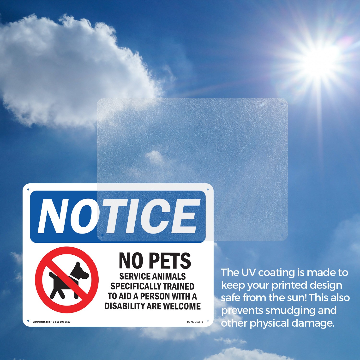 No Pets Service Animals Allowed OSHA Notice Sign Metal,, Decal 5 or 10 Pack
