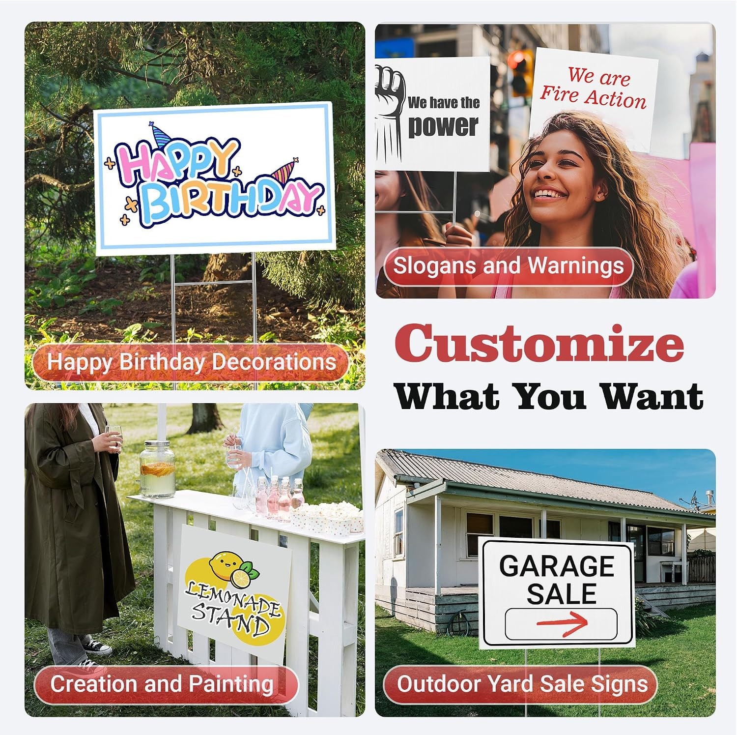 ComboJoy Blank Yard Signs with Stakes, 24 x 16 Inches Corrugated Plastic Custom