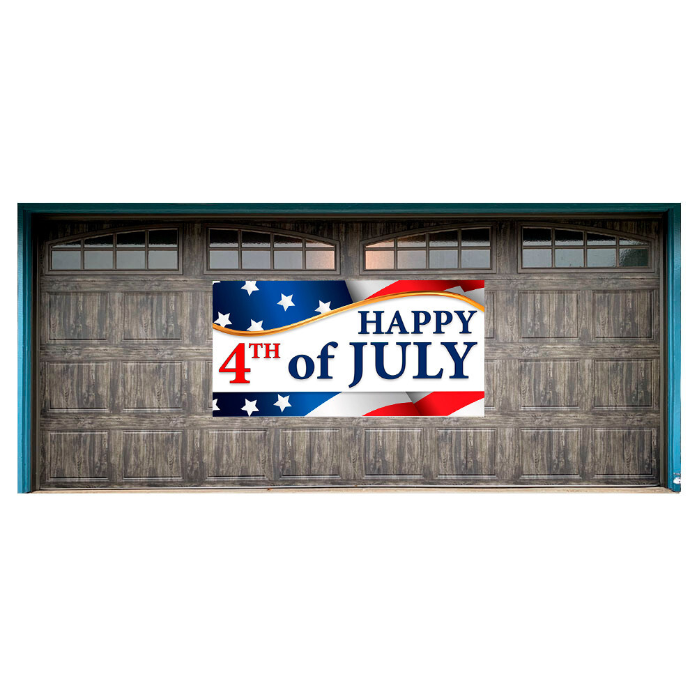 Happy 4th of July 42″ x 84″ Garage Banner For Steel Garage Doors