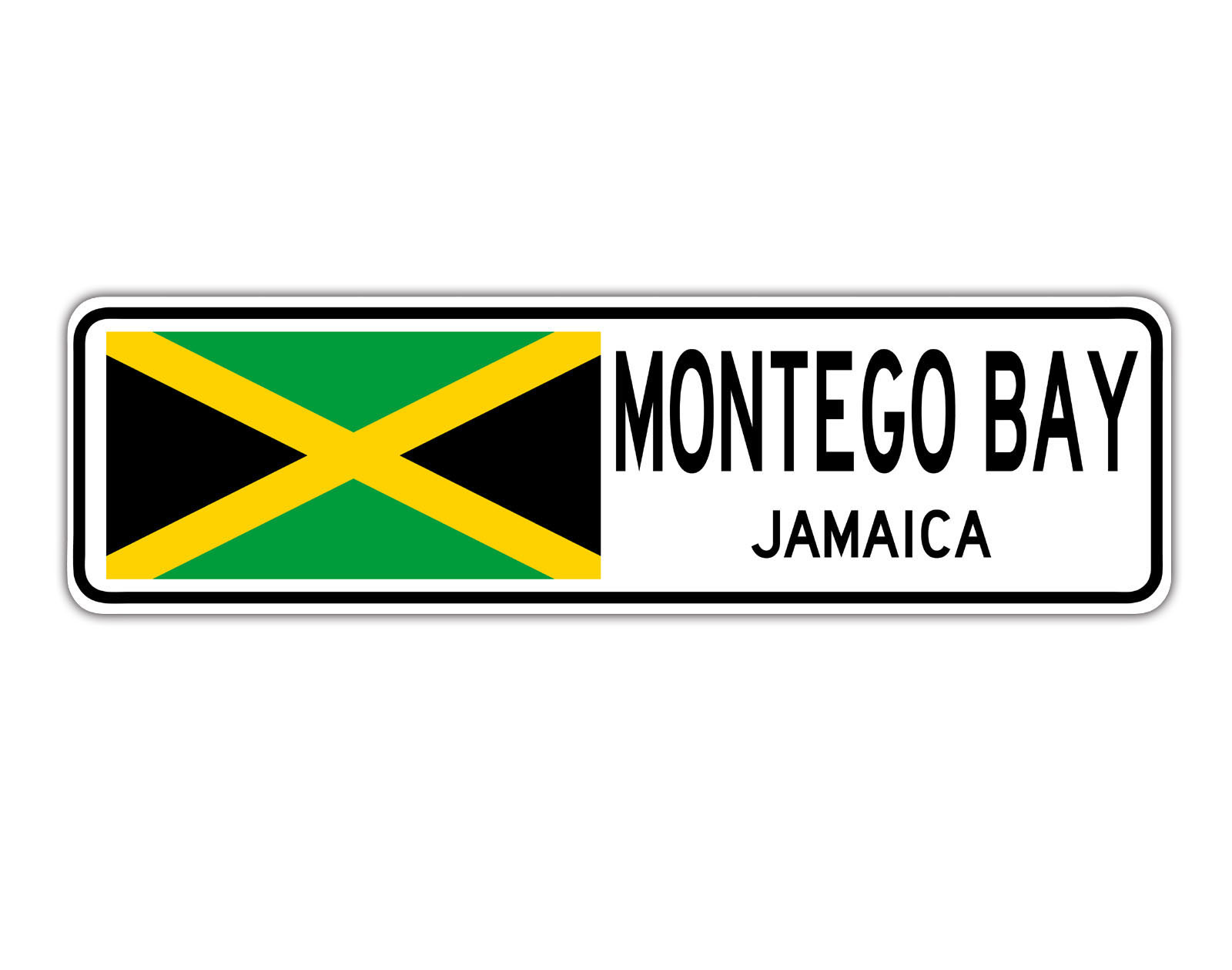 Montego Bay City Street Sign Jamaican Country Flag Wall Decor Aluminum Plate