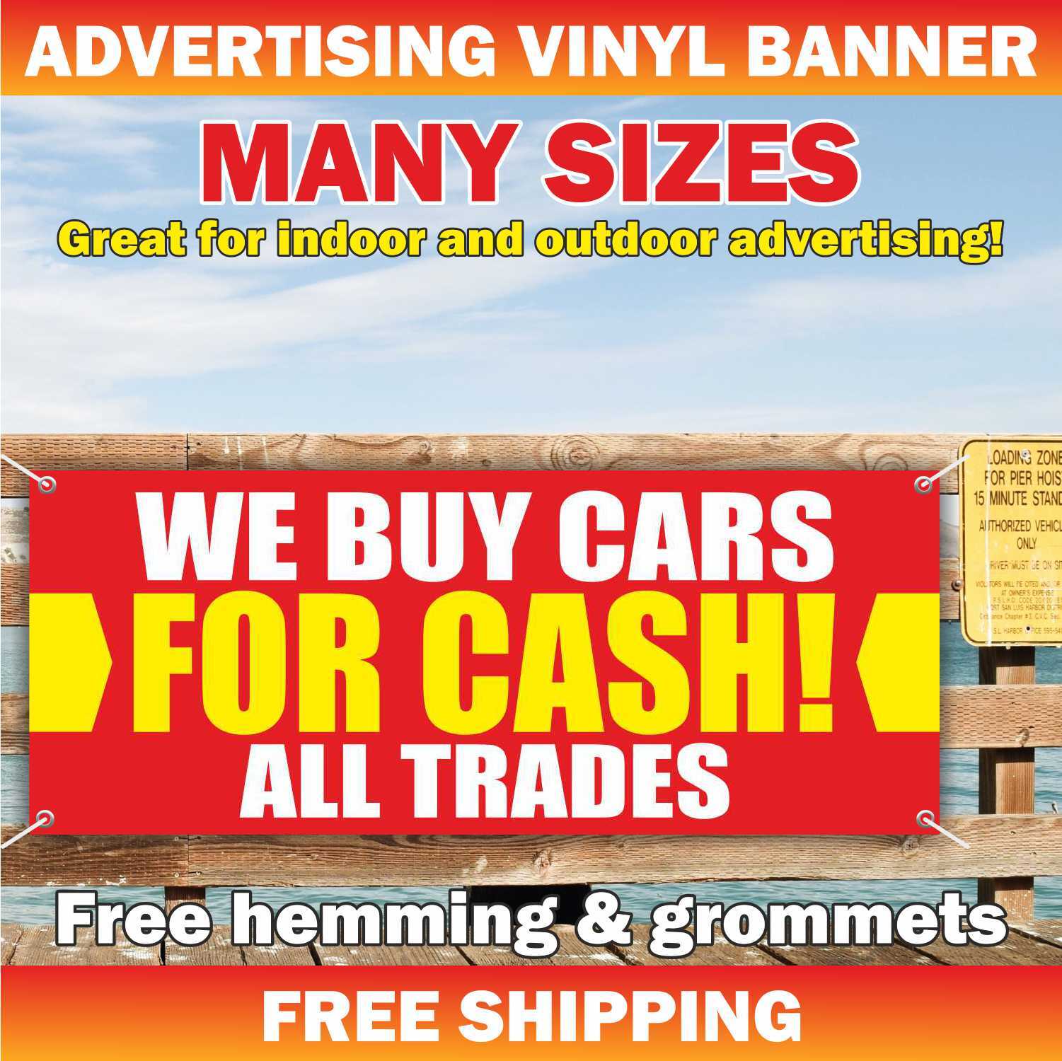 WE BUY CARS FOR CASH Advertising Banner Vinyl Mesh Sign trades auto sale dealer