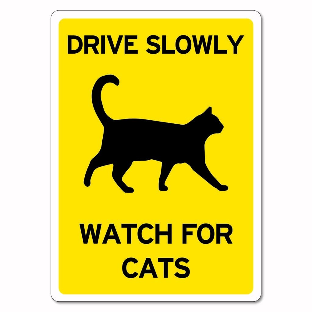 Drive Slowly Watch For Cats Sign Animal Cat Metal Tin Sign 12×16 Inches