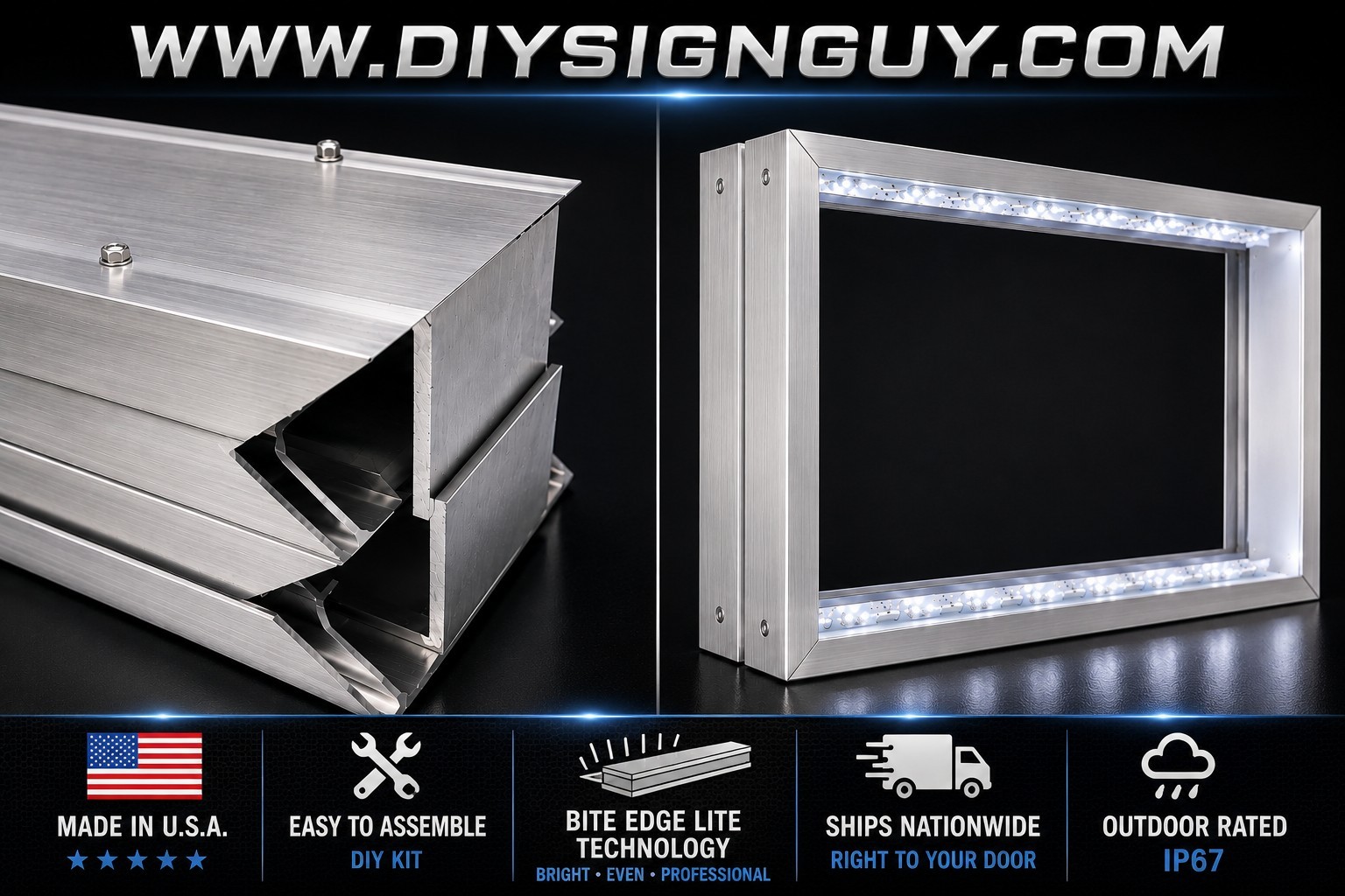 STK#261 2X6 Outdoor LED Lighted Sign Cabinet Kit Any Size Free Shipping