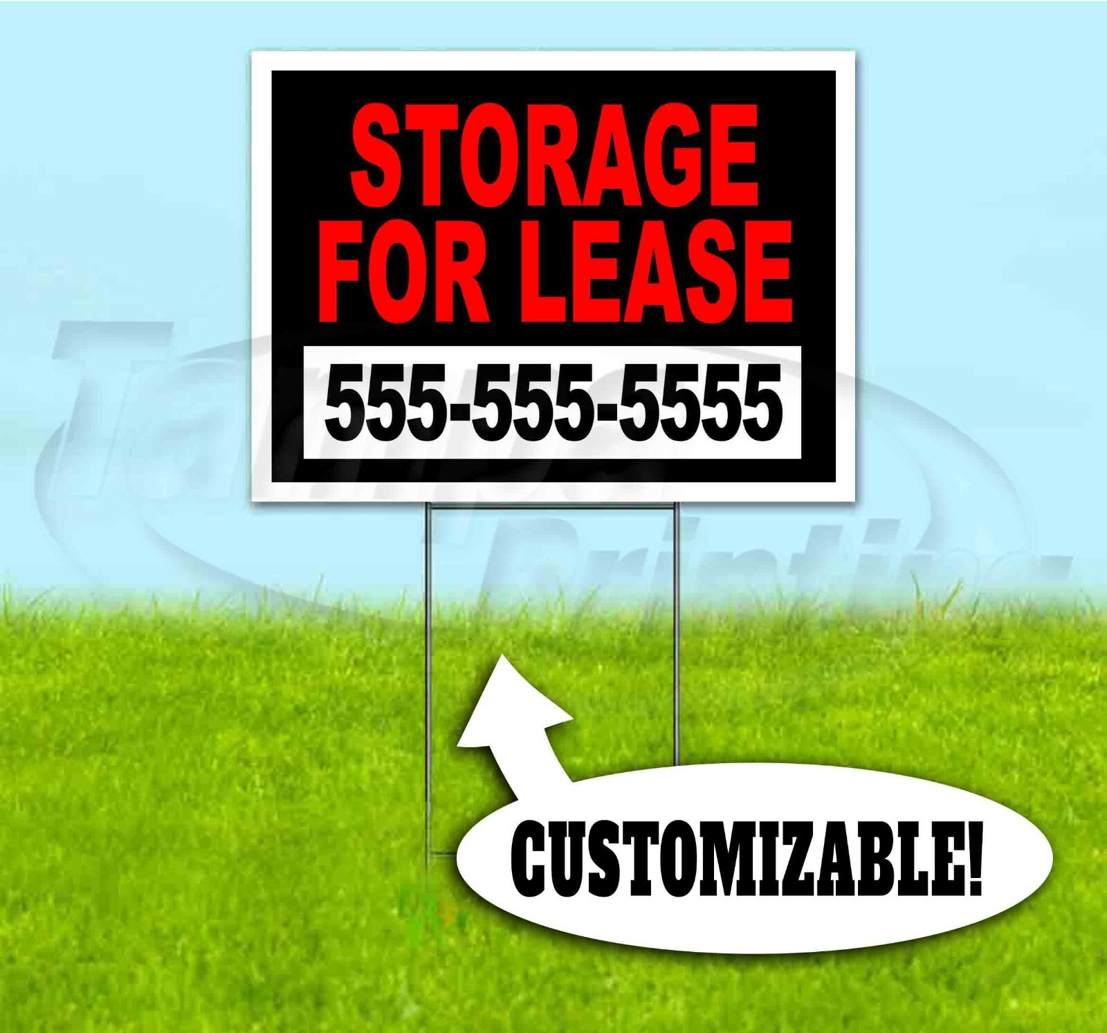 STORAGE FOR LEASE CUSTOM PHONE 18×24 Yard Sign WITH STAKE Corrugated Bandit