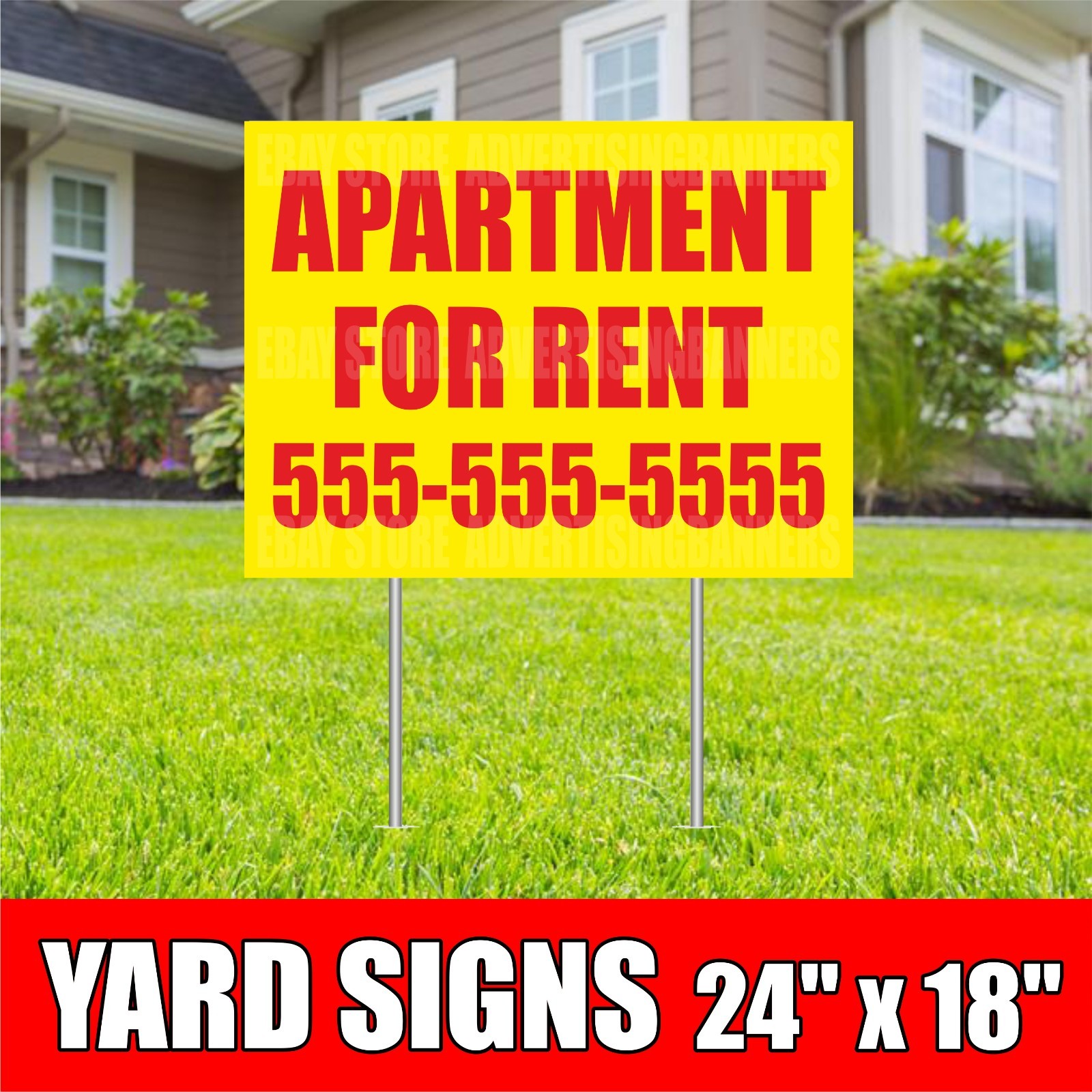 APARTMENT FOR RENT Yard Sign with H-Stakes Realtor Office Room Custom Phone