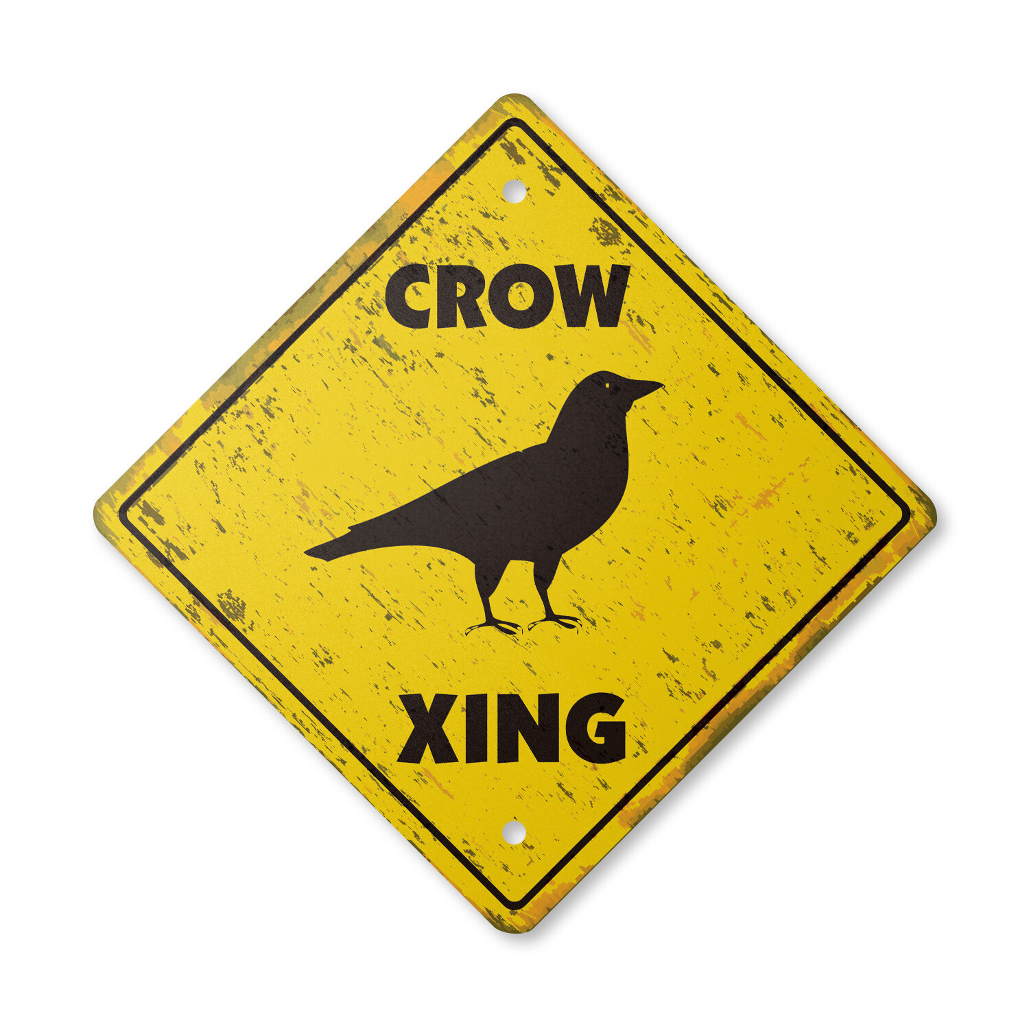 Crow Vintage Crossing Sign Xing Plastic Rustic black bird eat scare fly recipe