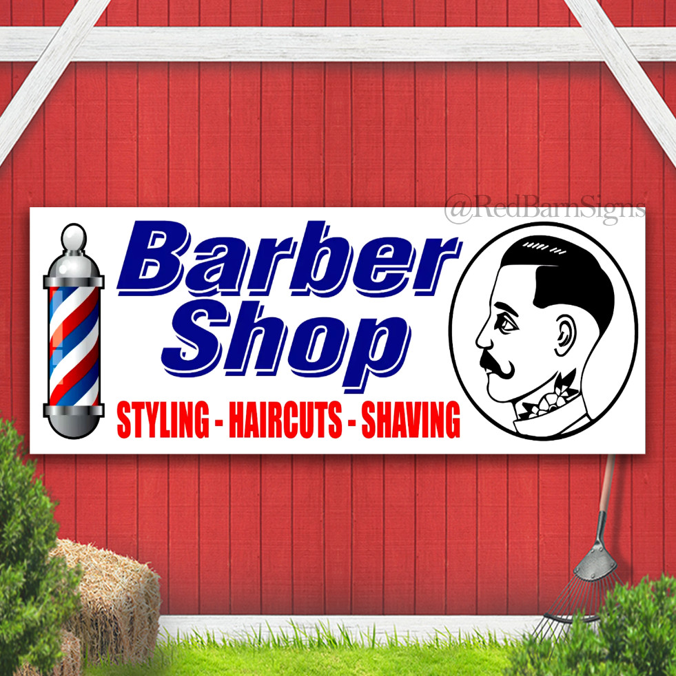 BARBER SHOP BANNER for outdoor use SIGN FOR Gentleman’s barbers PVC +Eyelets