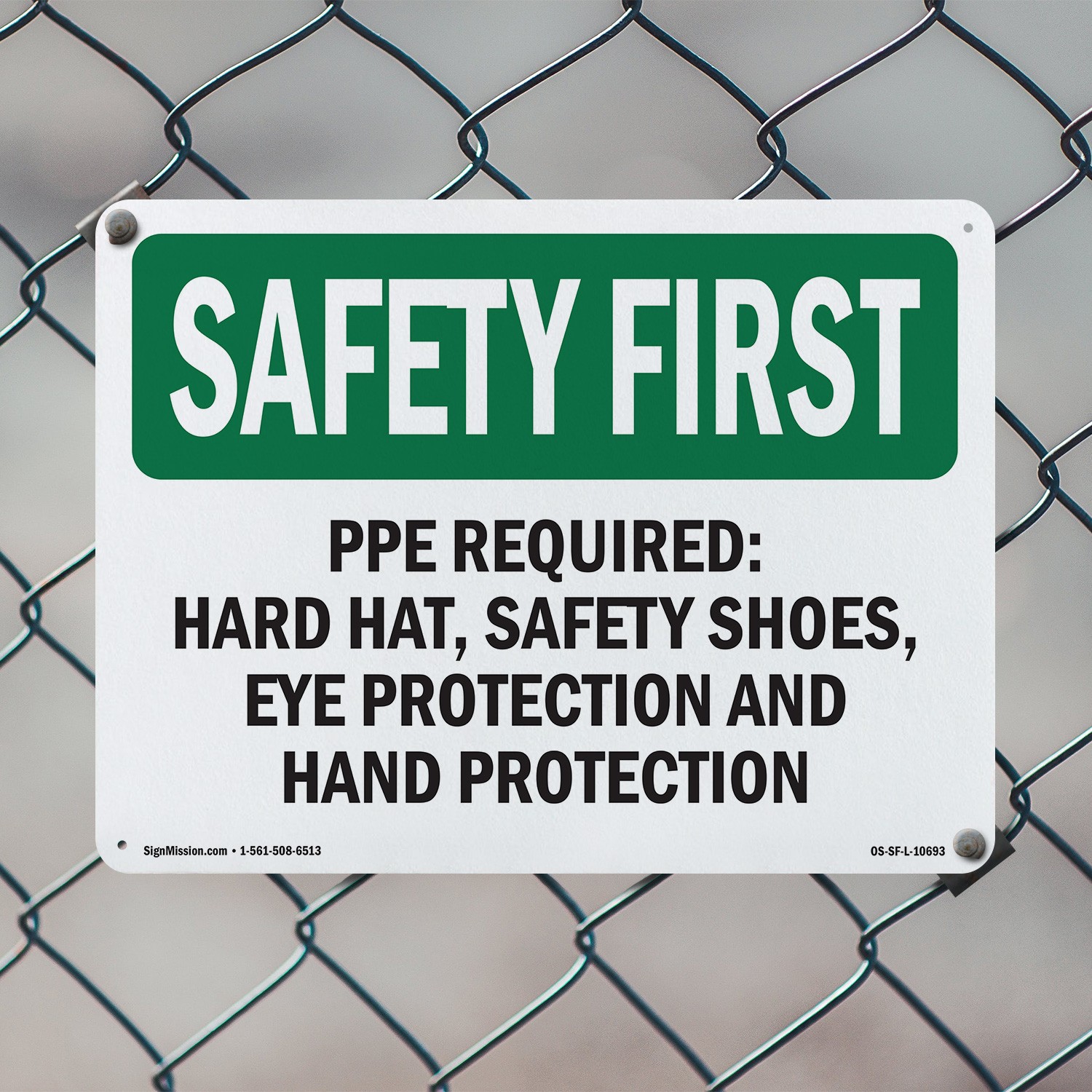 PPE Required OSHA SAFETY FIRST Sign Metal, Plastic, Or Decal – 5 or 10 Pack
