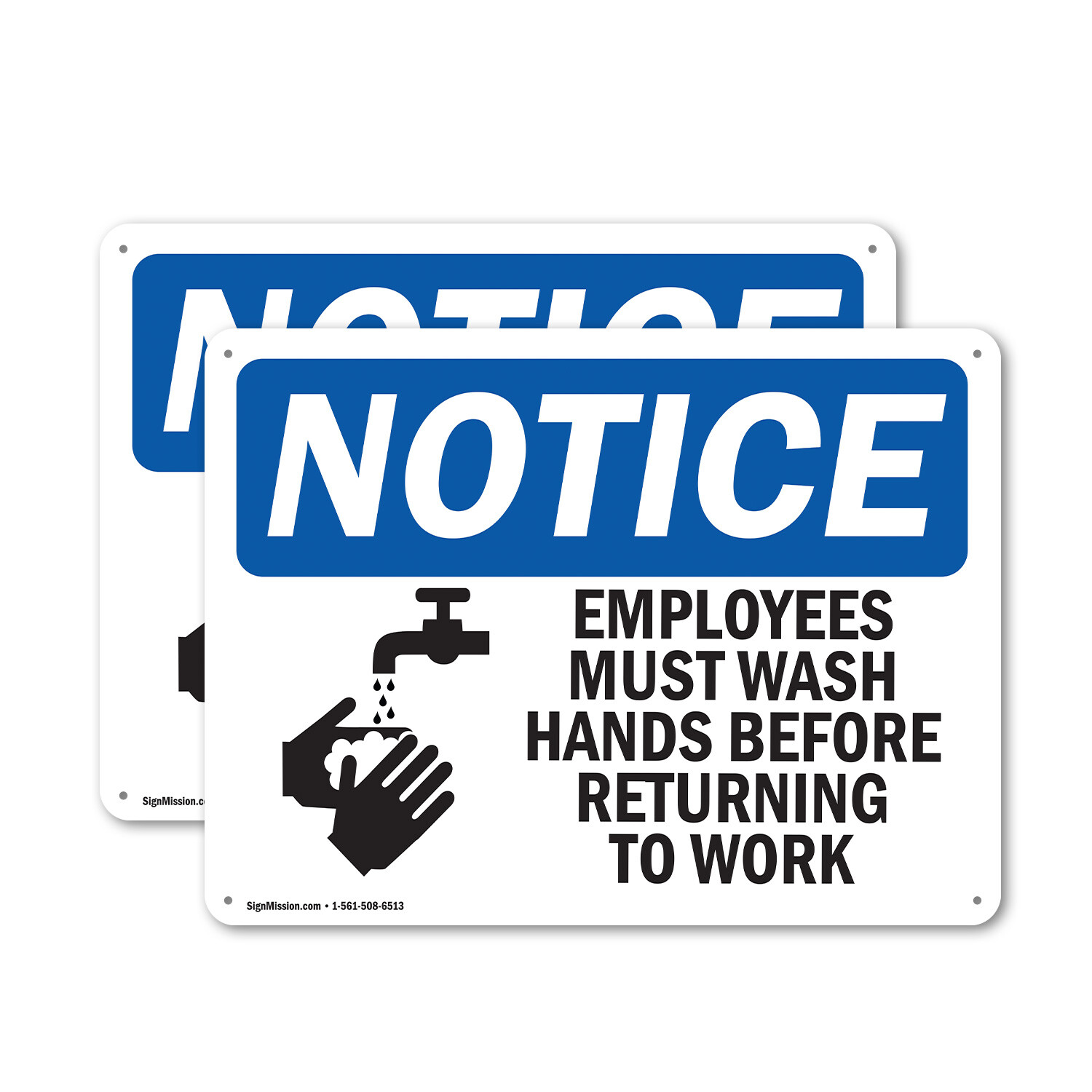 (2 Pack) Employees Must Wash Hands Before Work OSHA Notice Sign Decal Metal