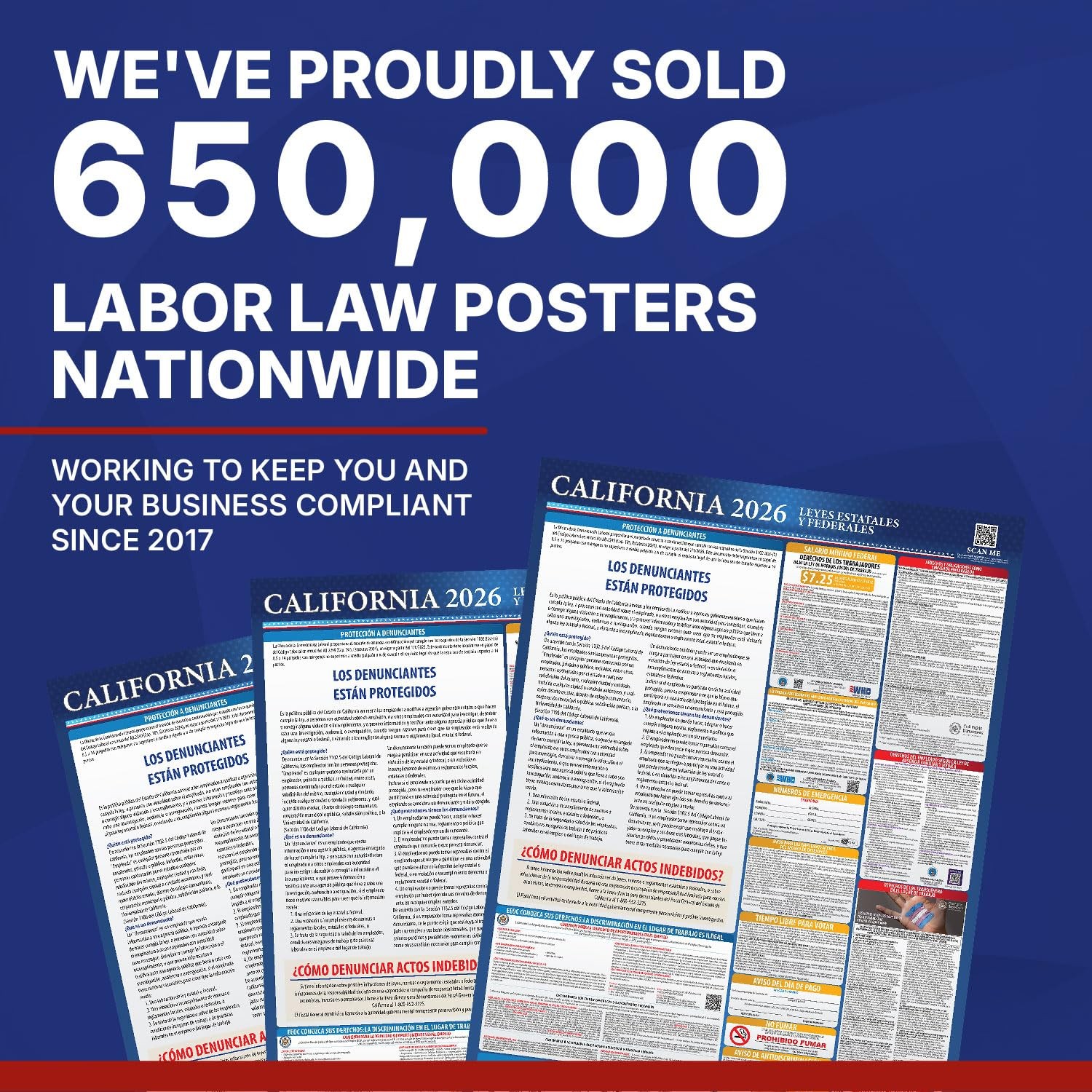 2026 California State & Federal Mandatory Labor Law Poster, OSHA Compliant (C…