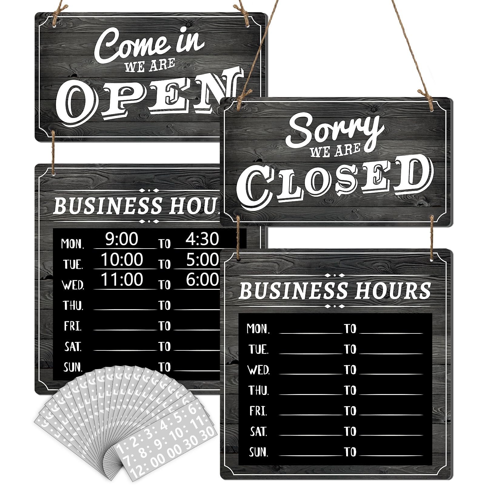 Business Hours Sign Hanging Open and Closed Mark 10×10 inches, Black Board