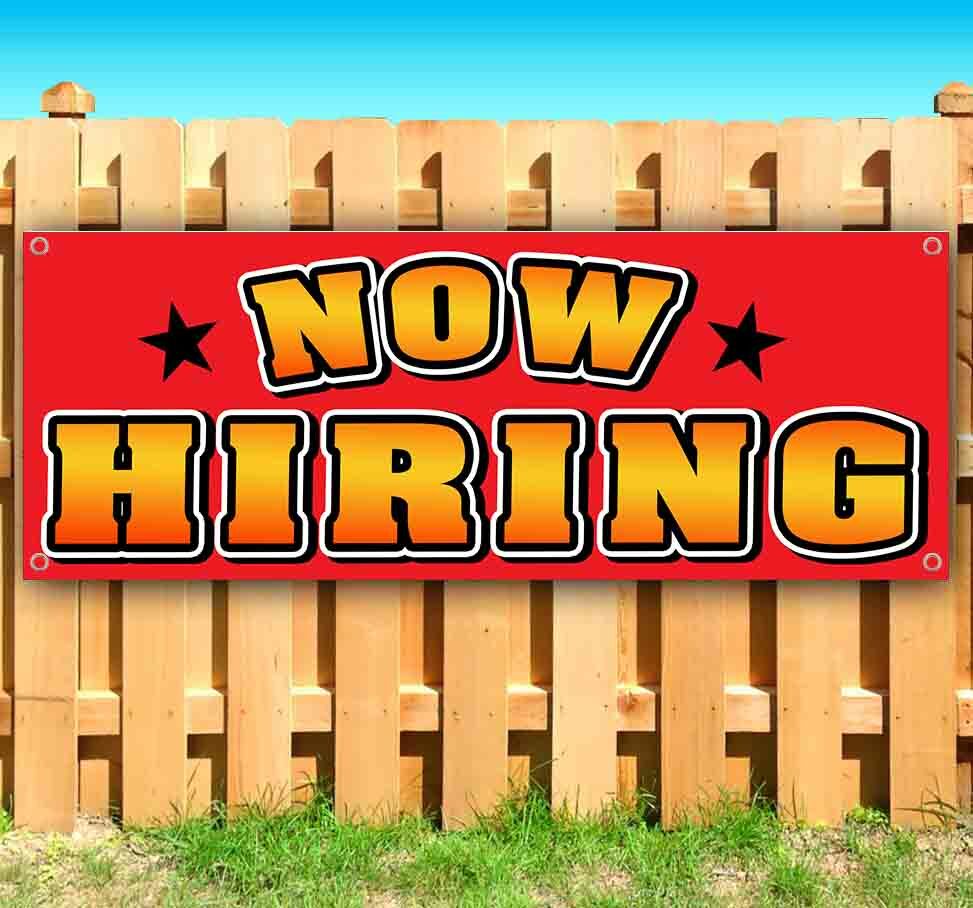 NOW HIRING Advertising Vinyl Banner Flag Sign Many Sizes JOBS EMPLOYMENT