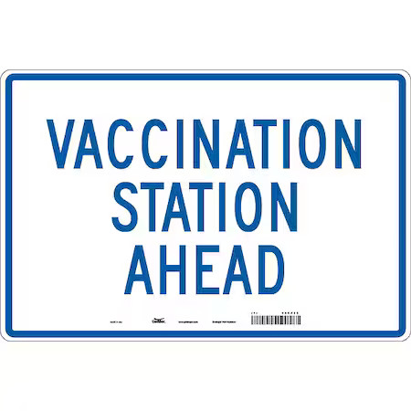CONDOR 60XZ80 Vaccination Directional Sign, 12 in H, 18 in W, Aluminum,