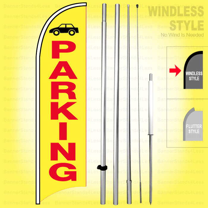 PARKING – Windless Swooper Flag Kit 15′ Tall Feather Banner Sign yb-h