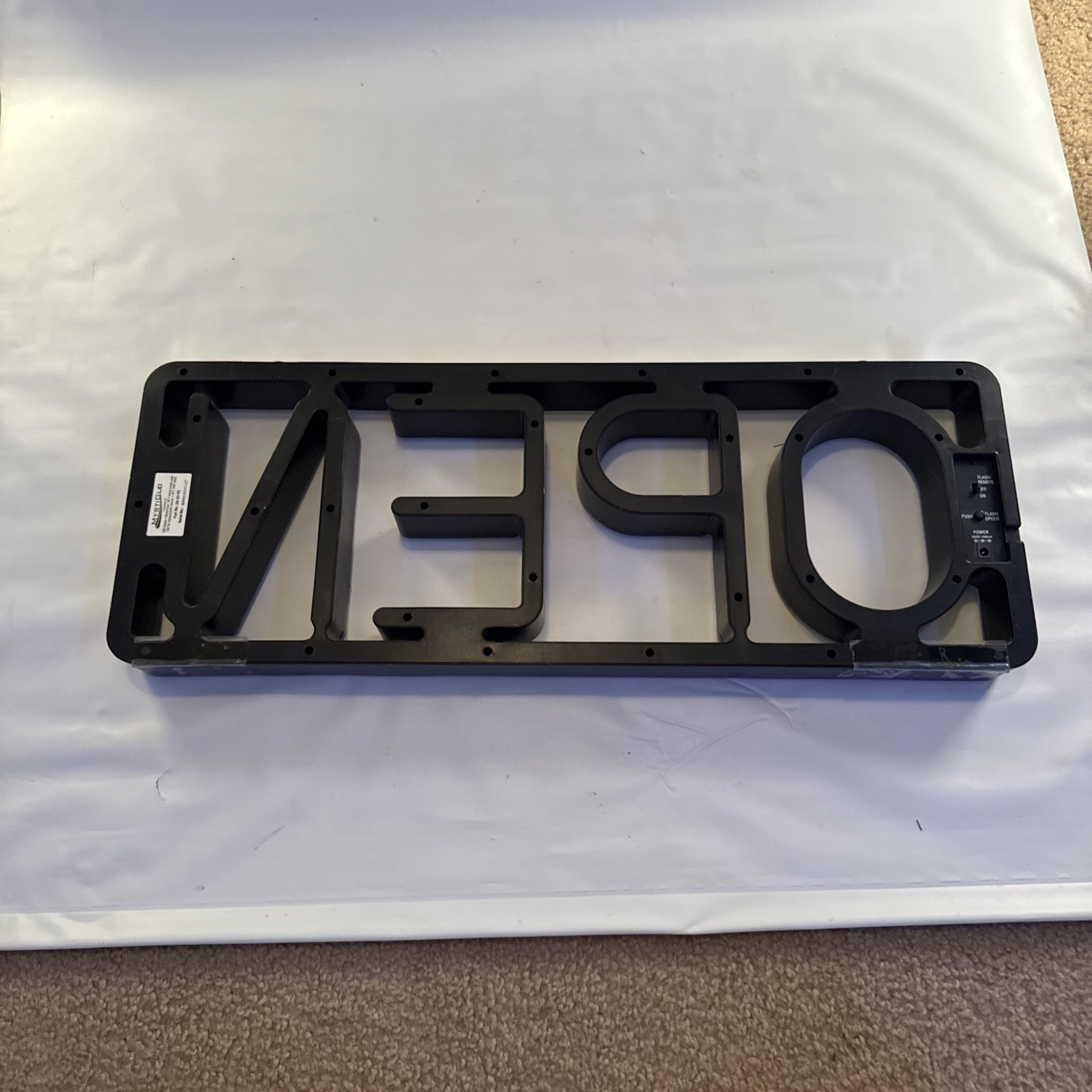 OPEN” Neon Sign – Untested, Cord Missing – Plastic LED Style