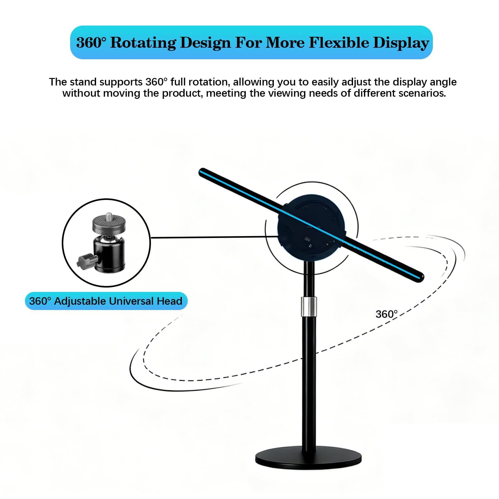 PorFoys 19.7″ 3D Hologram Fan Desktop Stand