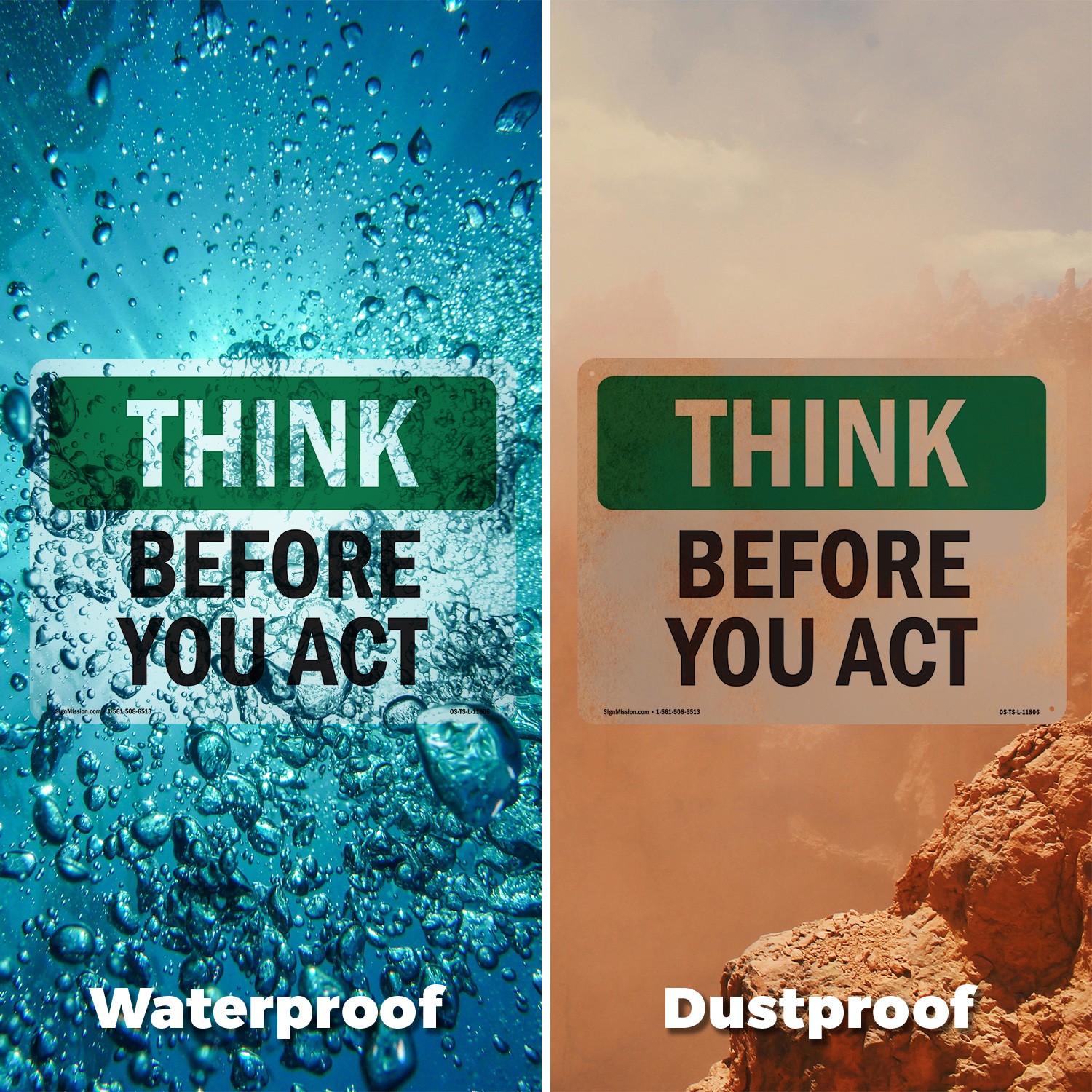 Before You Act OSHA Think Sign Metal, Plastic, Or Decal – 5 or 10 Pack