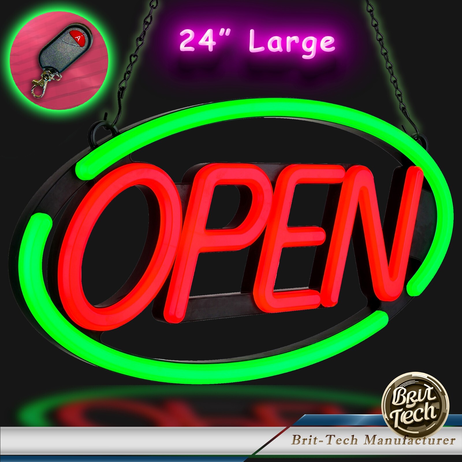 Large LED Open Sign 24″ Neon Bright Light for Business Restaurant Bar Store Shop