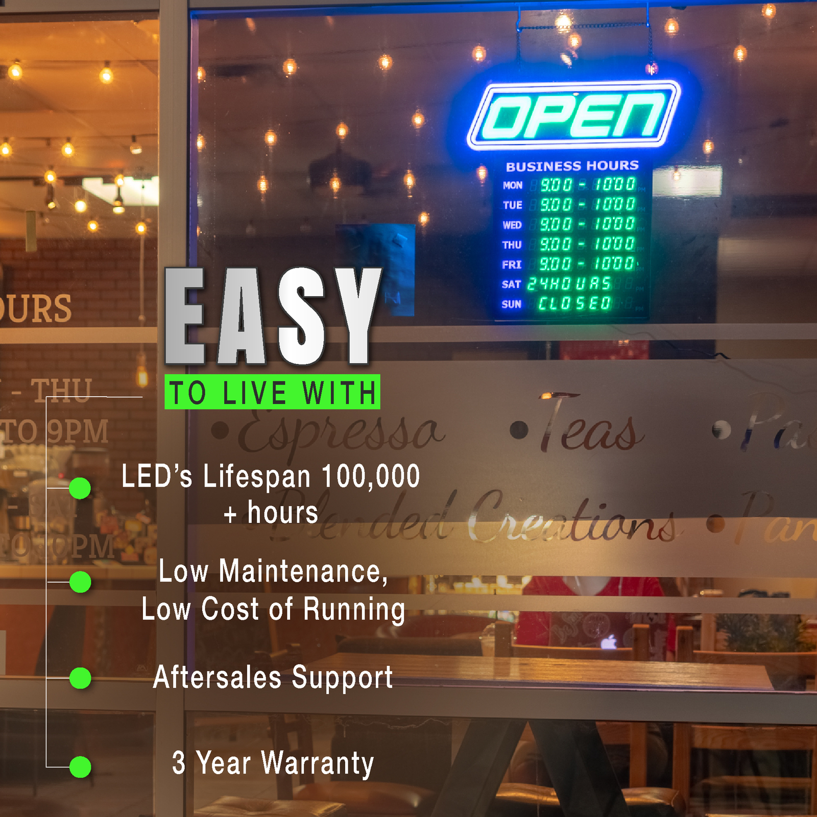 Led Open Sign with Business Hours – Stand Out with 1000’s Color Combos to Match
