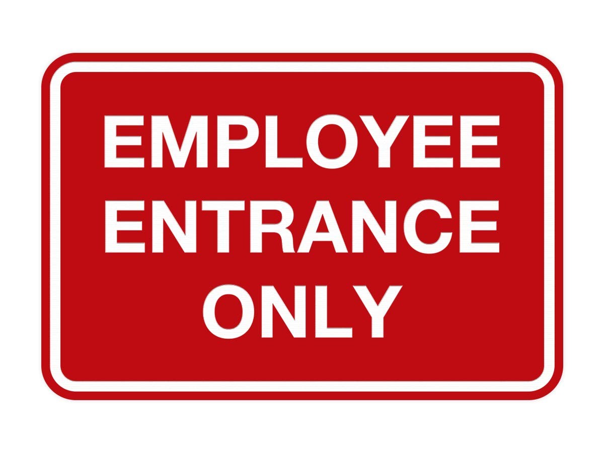 Classic Employee Entrance Only Sign Large Red Wall Door Plaque Office Decor