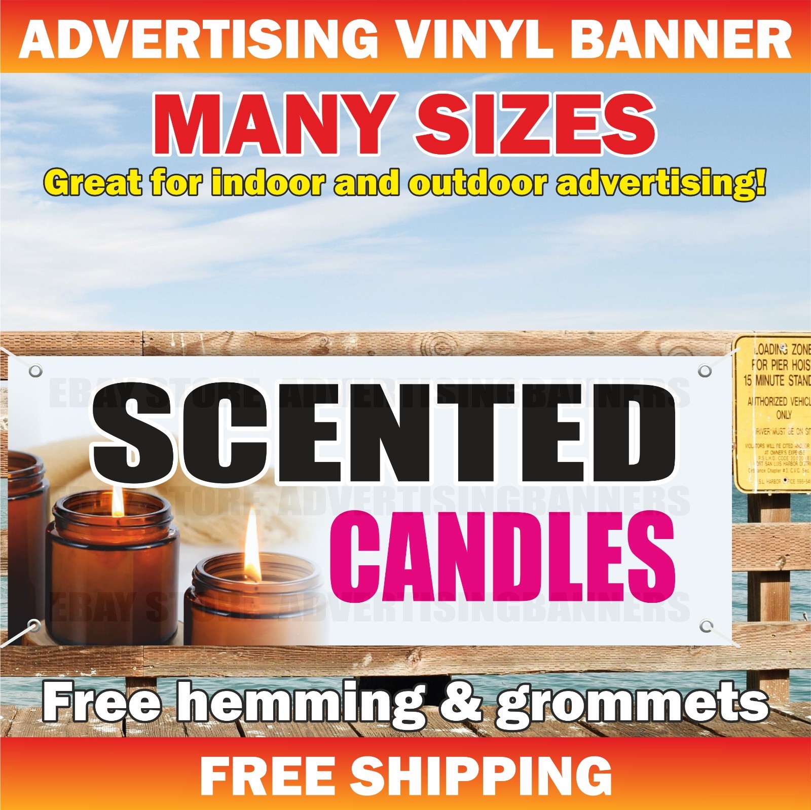 SCENTED CANDLES Advertising Banner Vinyl Mesh Sign Souvenir Shop Store Handmade