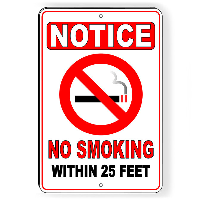 No Smoking Within 25′ Metal Sign Or Decal 6 SIZES area vaping warning SNS007