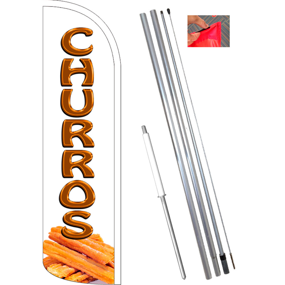 CHURROS Premium Windless Feather Flag Bundle (Kit OR Flag Only)