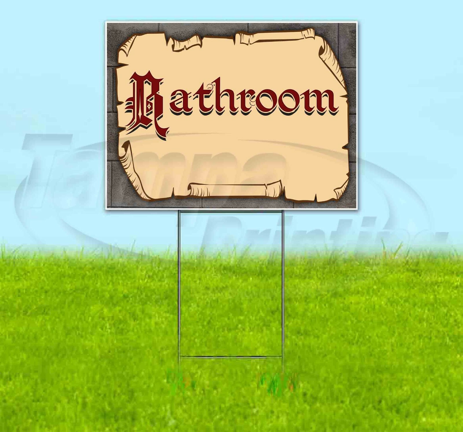BATHROOM 18×24 Yard Sign Corrugated Plastic Bandit Lawn Business USA MEDIEVAL