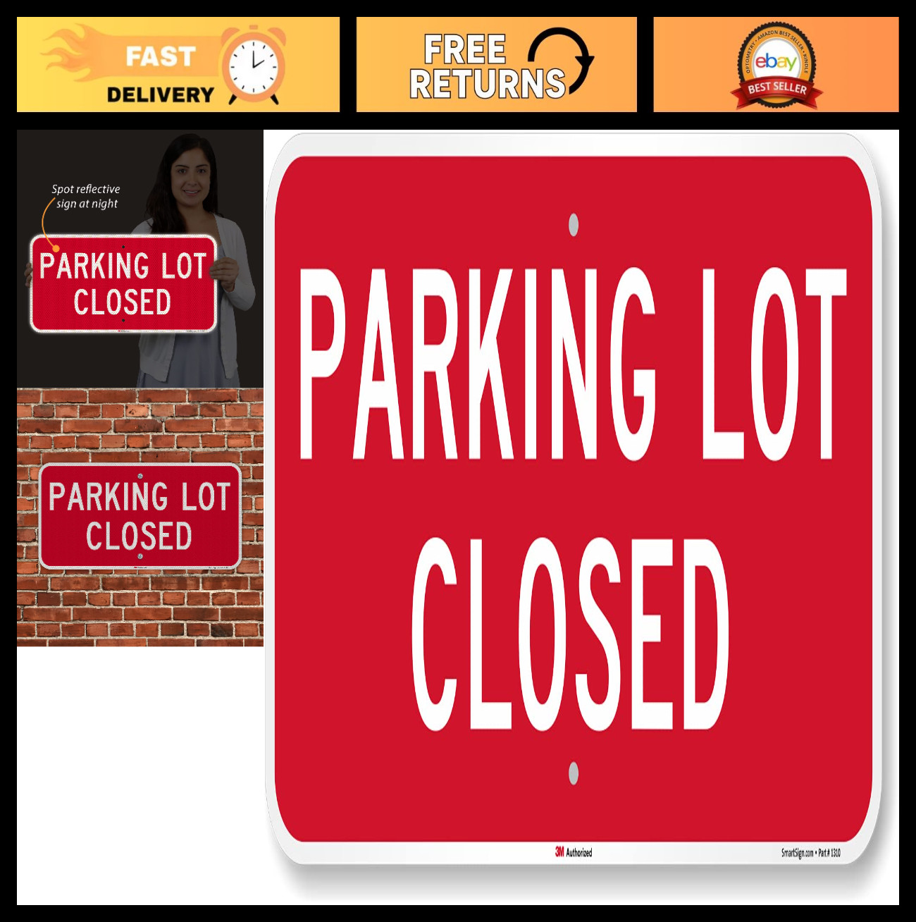 12×24 Parking Lot Closed Metal Sign – Durable Aluminum, Reflective Red & White