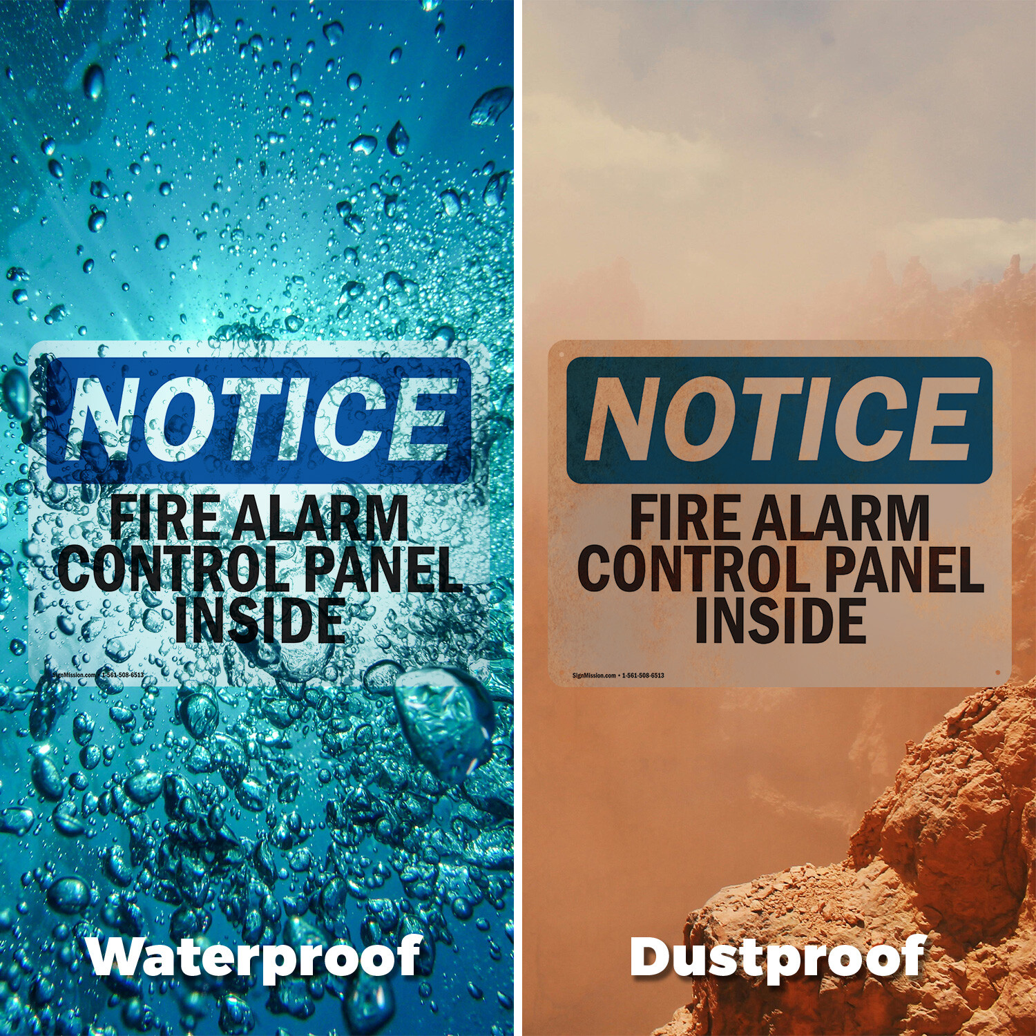 (2 Pack) Fire Alarm Control Panel Inside OSHA Notice Sign Decal Metal Plastic