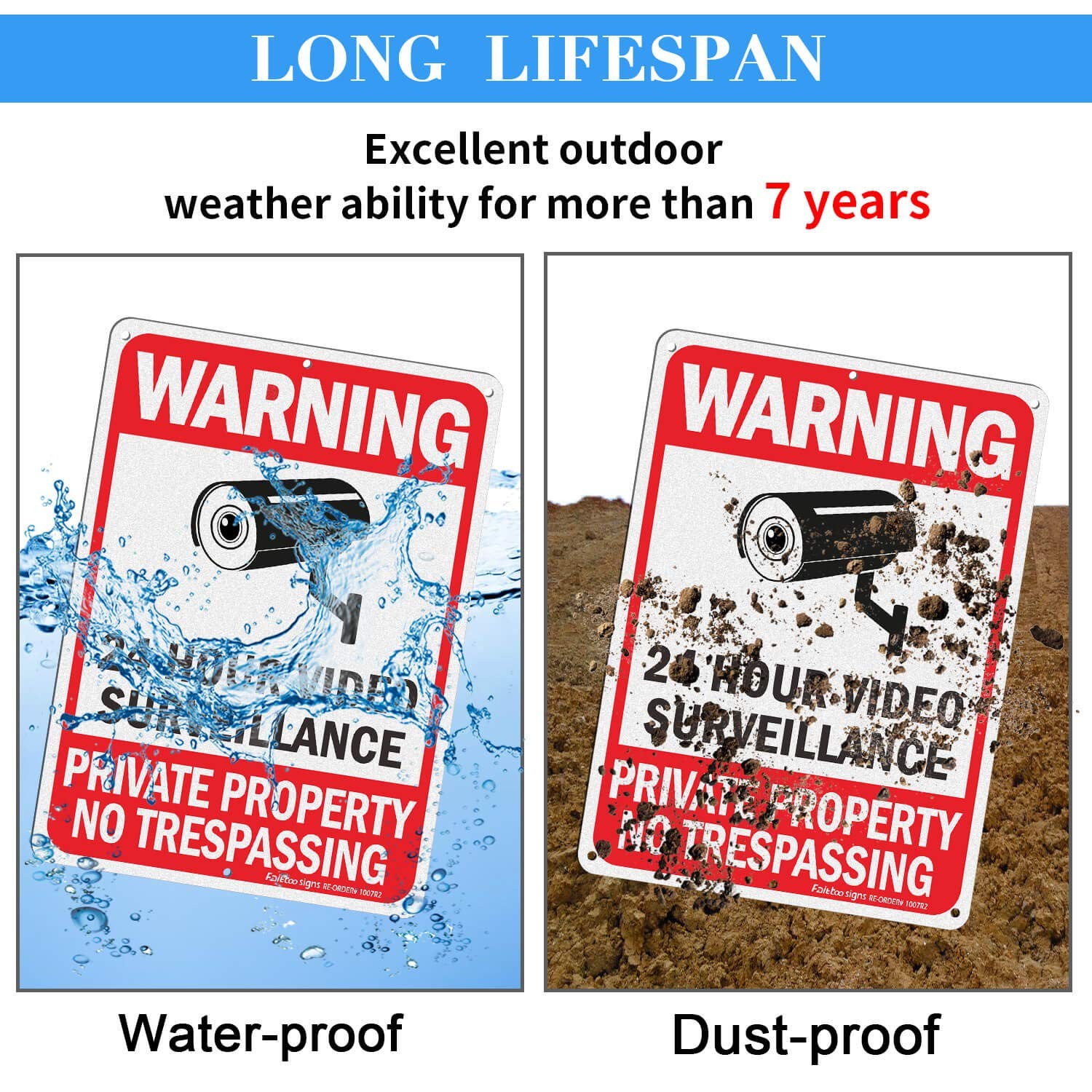 Faittoo 4 Pack No Trespassing, Private Property, Warning Signs – 10 x 7 Inche…