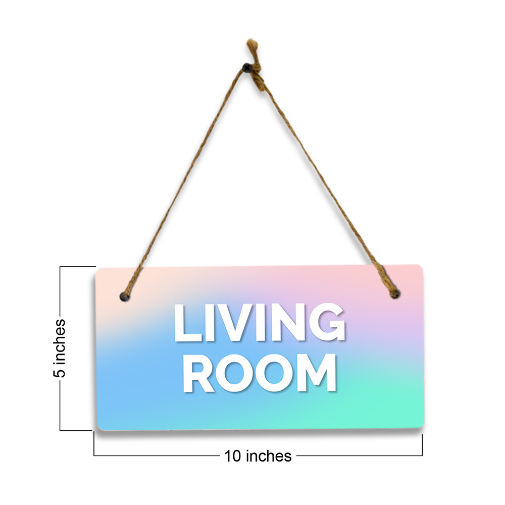 Living Room 5×10 Hanging Plus Wall or Door Sign | Rustic Twine