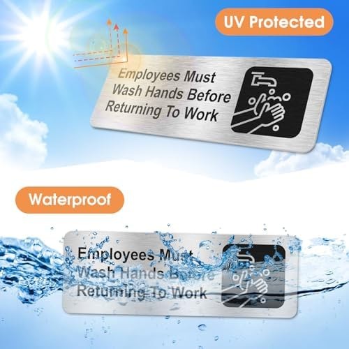 Faittoo Employees Must Wash Hands Before Returning to Work Sign, (4 Pack) Rus…