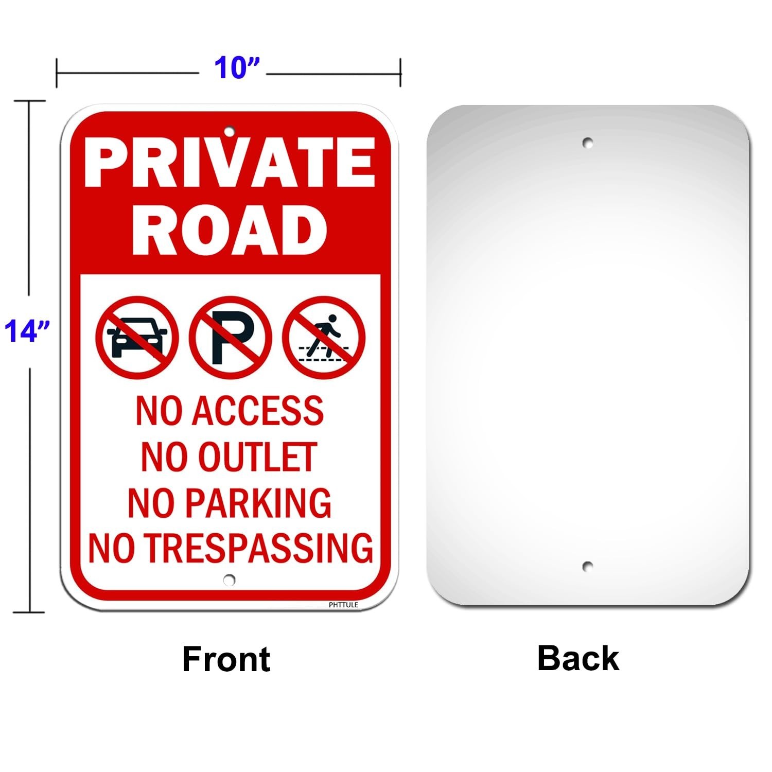2 Pack No Parking No Outlet Signs – 10×14 Inch Reflective Aluminum Warning Signs