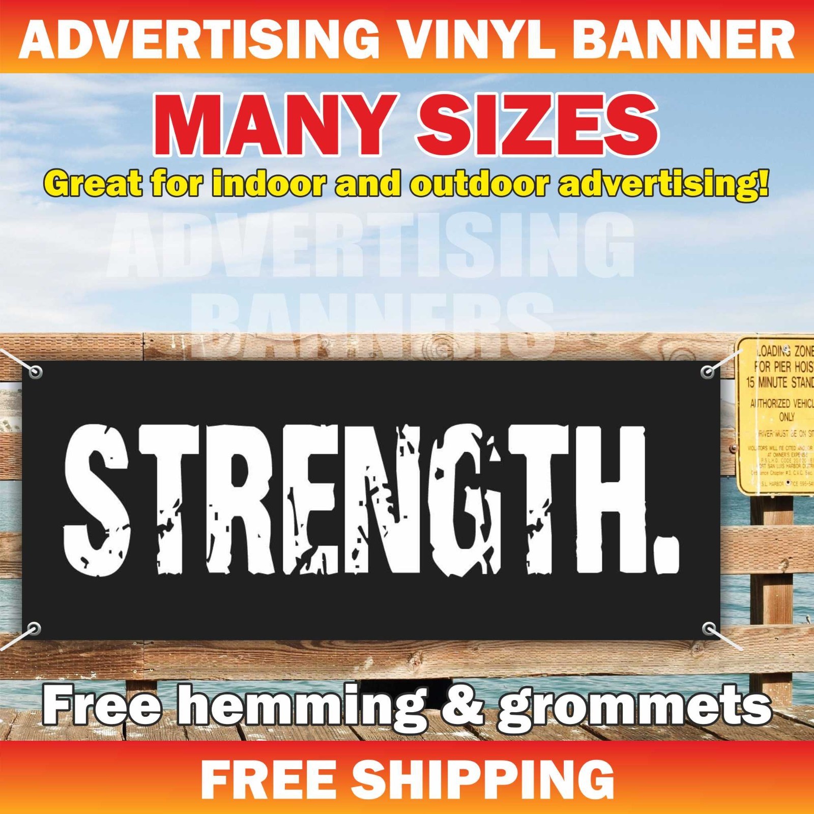 STRENGTH Advertising Banner Vinyl Sign Motivational Poster Workout GYM