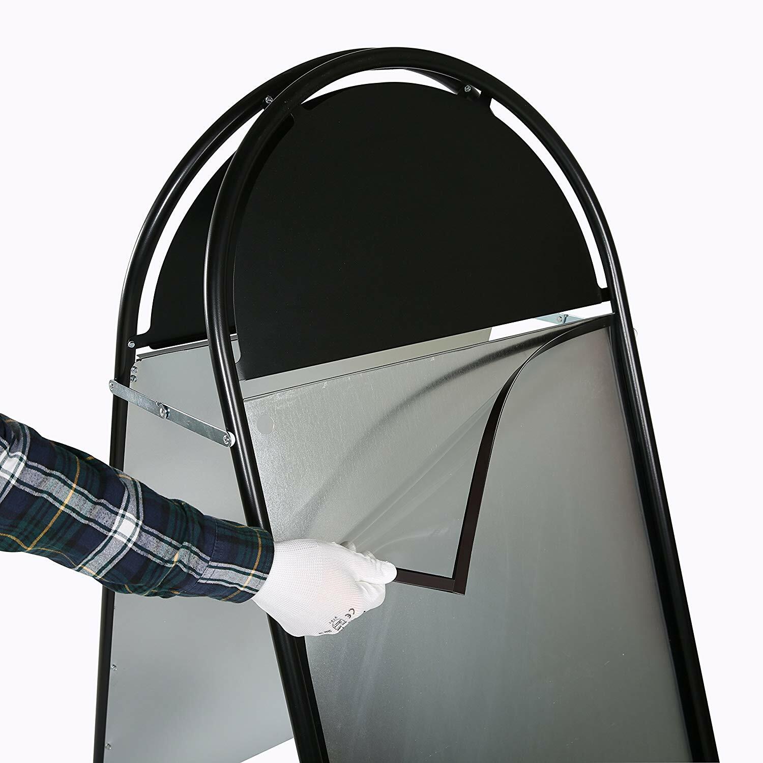 Sandwich Board Sidewalk A-Frame Double Sided Galvanized Backing 24×36 Black