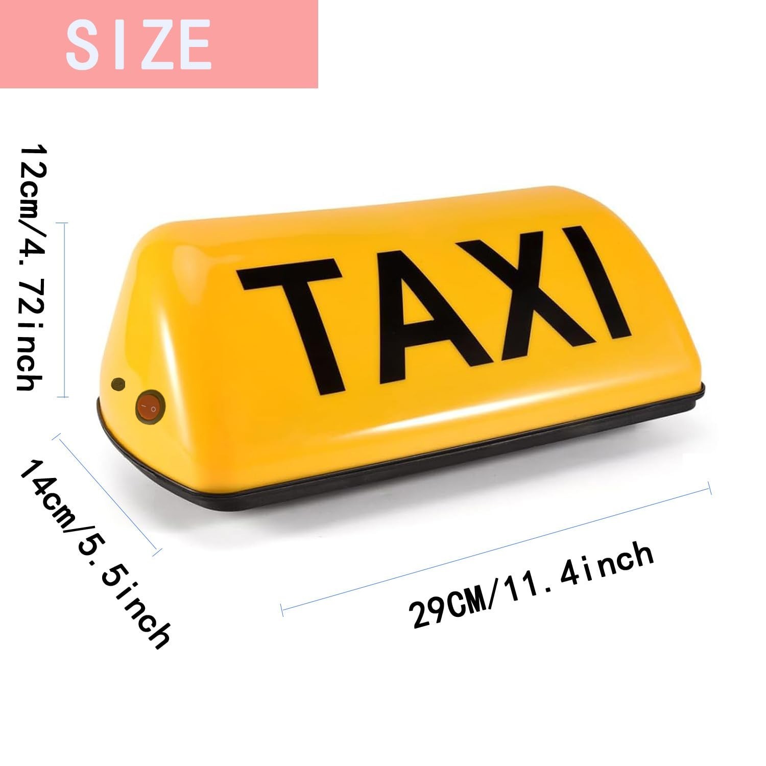 Rechargeable Taxi Roof LED Sign – Magnetic Cab Light with USB Type C – 120 km/h