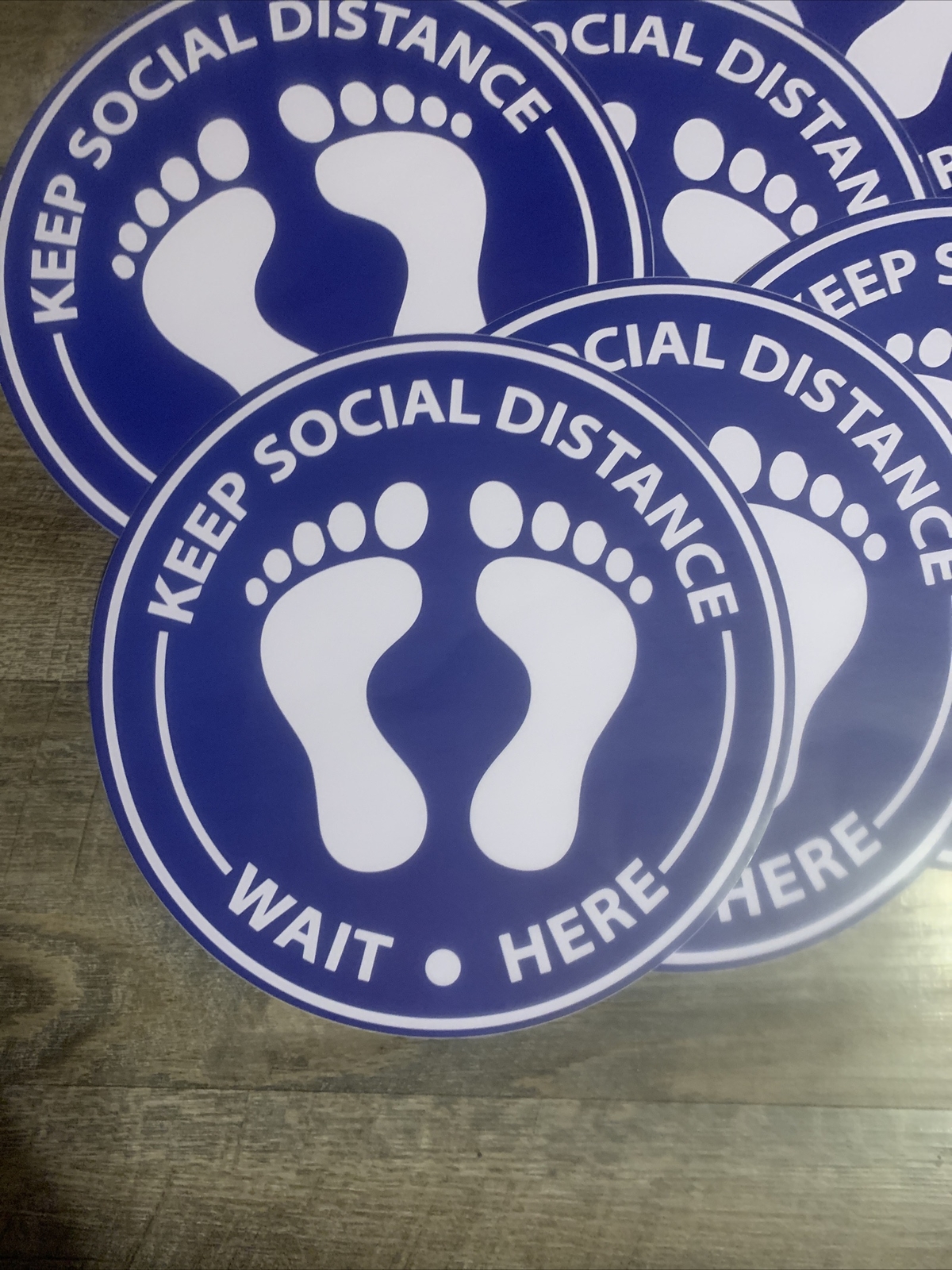 10 CT. Keep Social Distance Signs: 10.75” Diameter-Heavy Duty Peel & Stick (NEW)