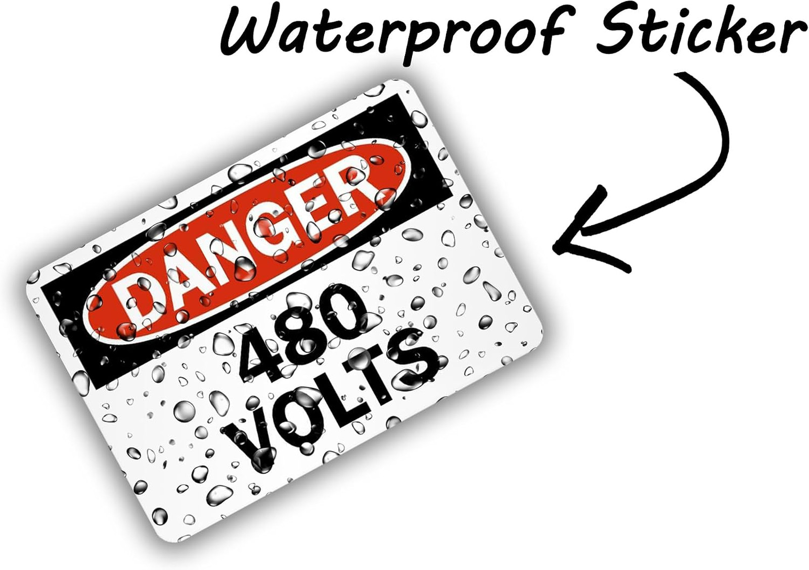 Danger 480 Volts Sign Label, Vinyl, 4×6 Inches, OSHA Compliant Warning Sticker