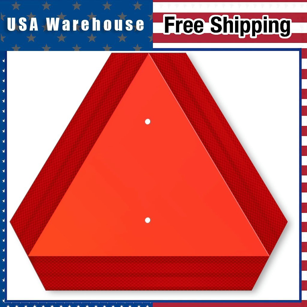 Aluminum Slow Moving Vehicle Triangle Sign 14×16 Diamond Reflective for Golf Car