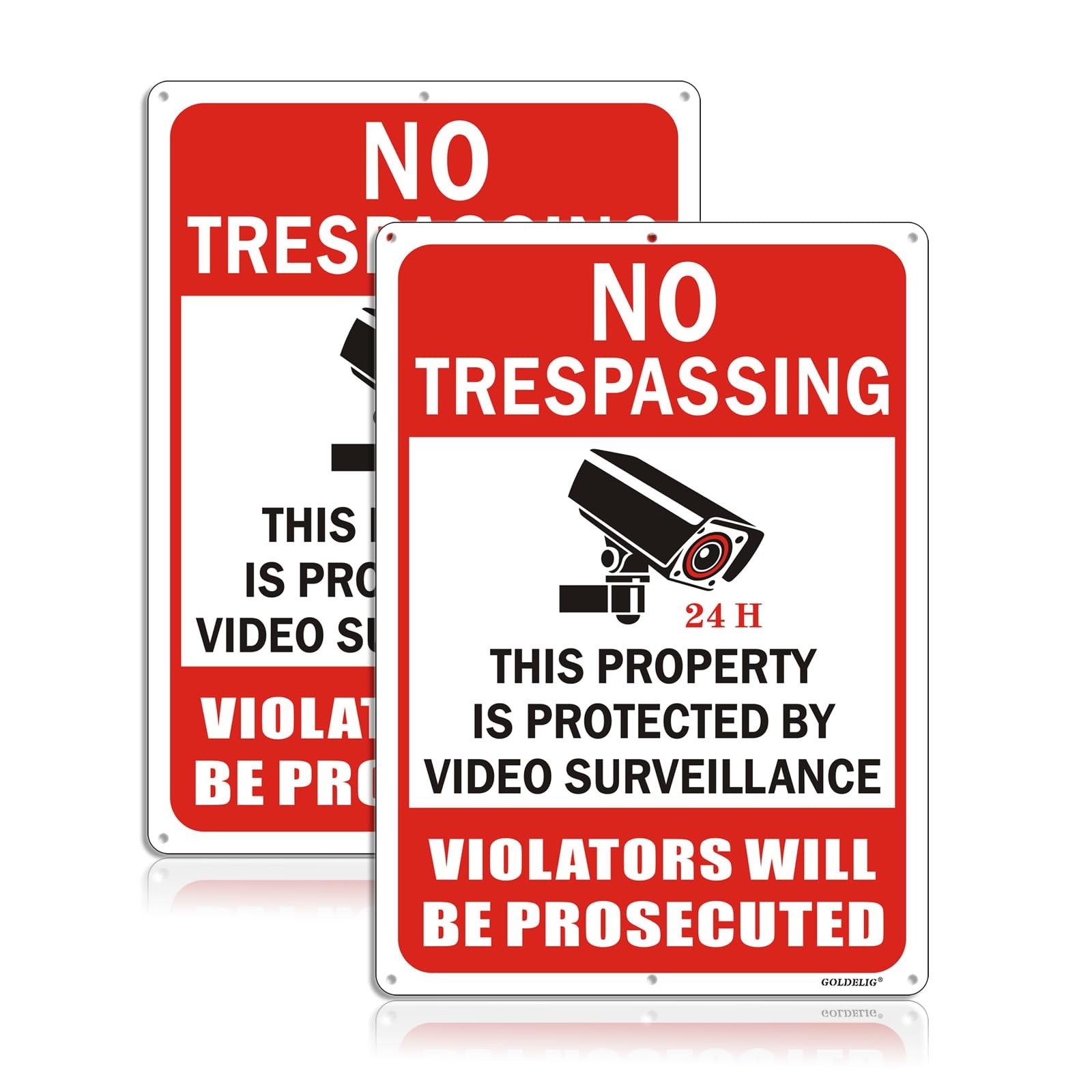 No Trespassing Sign Private Property 14×10 2 Pack Reflective Aluminum Outdoor Wa