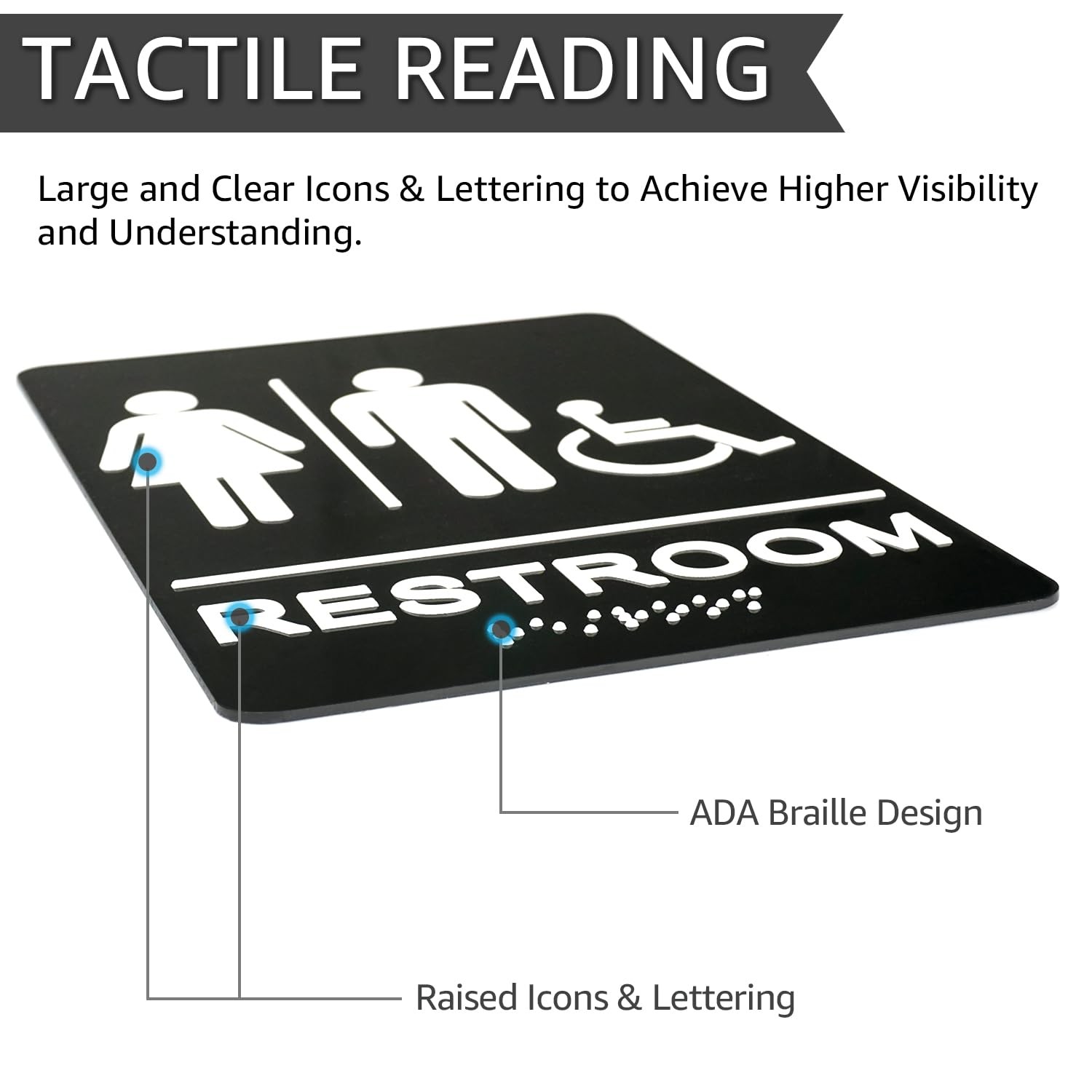 GicnKeuz ADA Braille Unisex Bathroom Signs,9 x 6 Inches Restroom Signs with S…