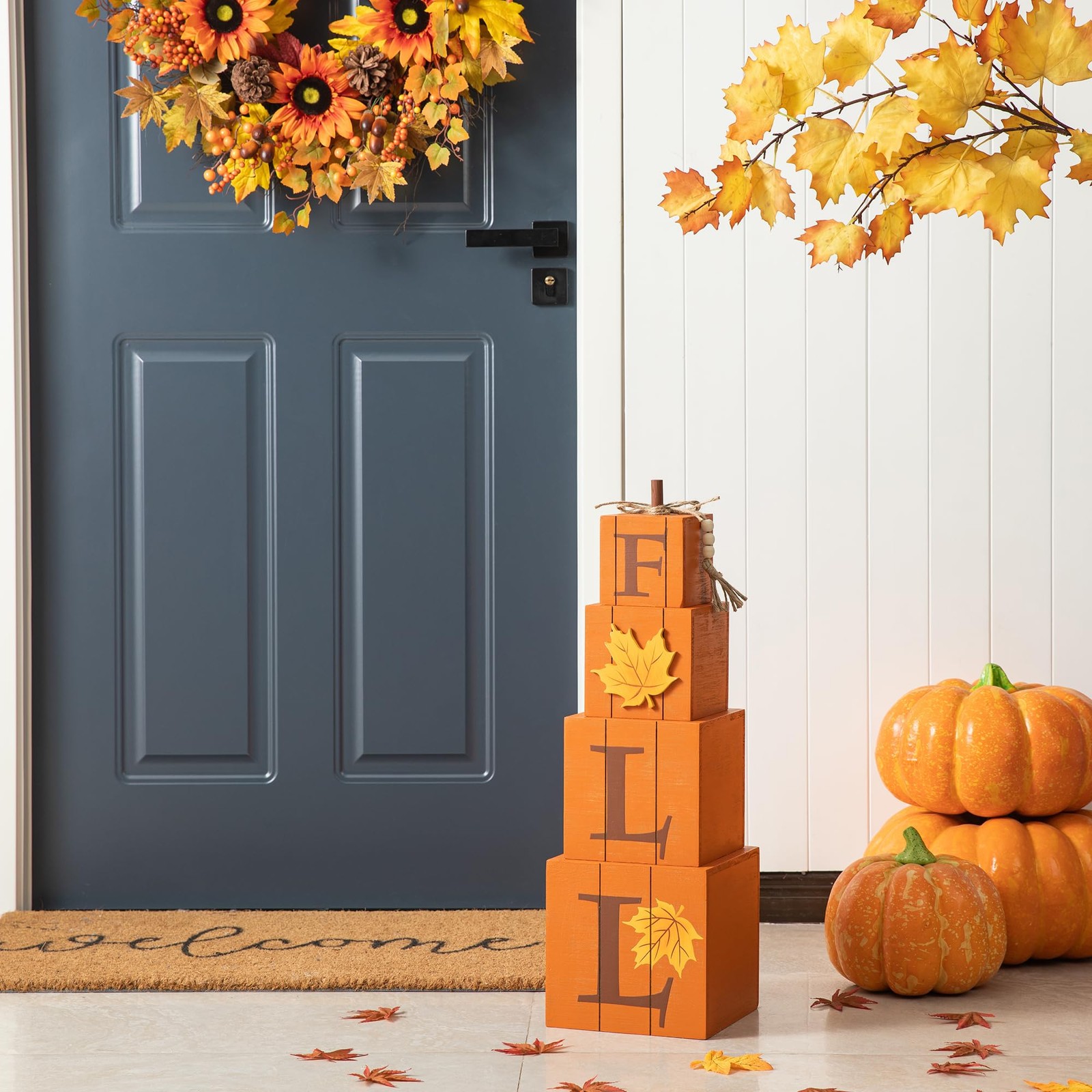 Glitzhome Nestable Stacked Pumpkin Boxes 25.5 Inch Reversible –