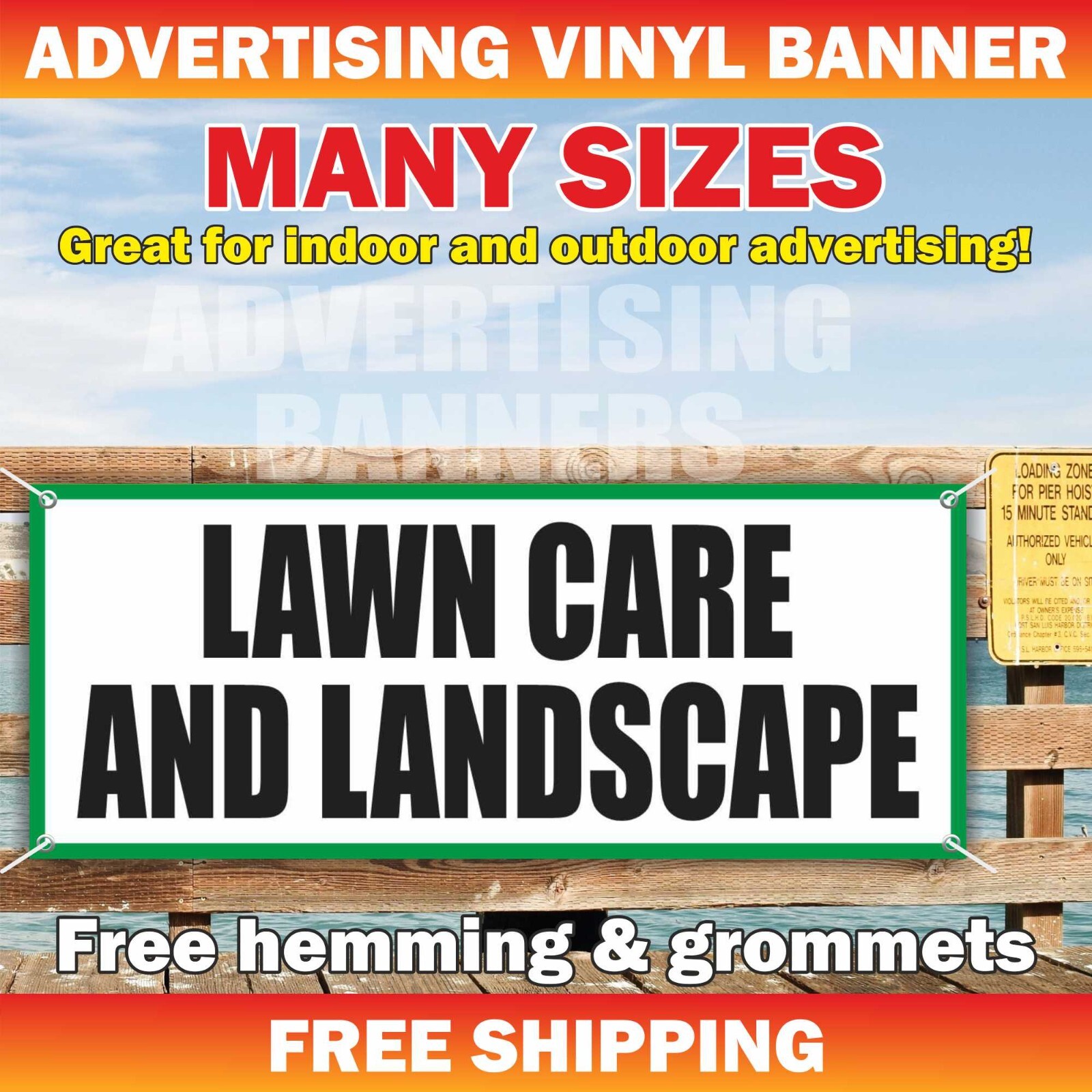 LAWN CARE Landscape Advertising Banner Vinyl Mesh Sign Edging Trimming Mowing