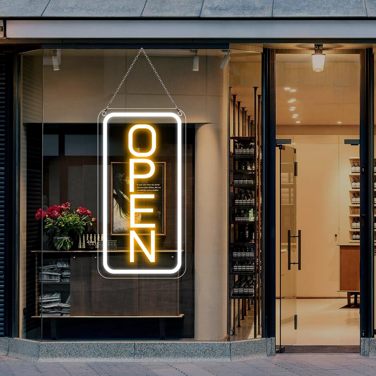 LED Open Sign for Business, Vertical 16″ x 9″ Neon Open Sign, Super Bright Wi…