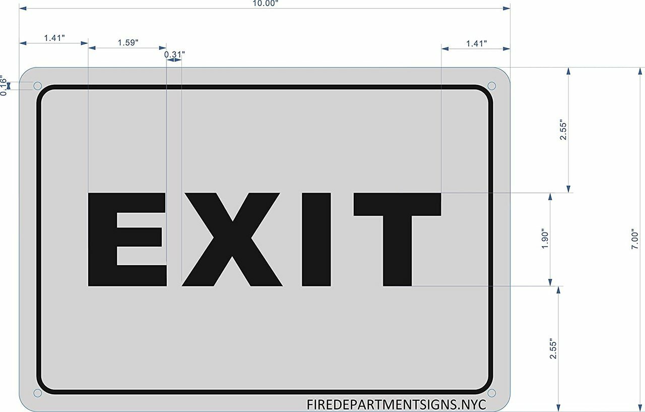 EXIT Sign (Brushed Aluminium, 7×10) Potere d’argento Line-ref0420