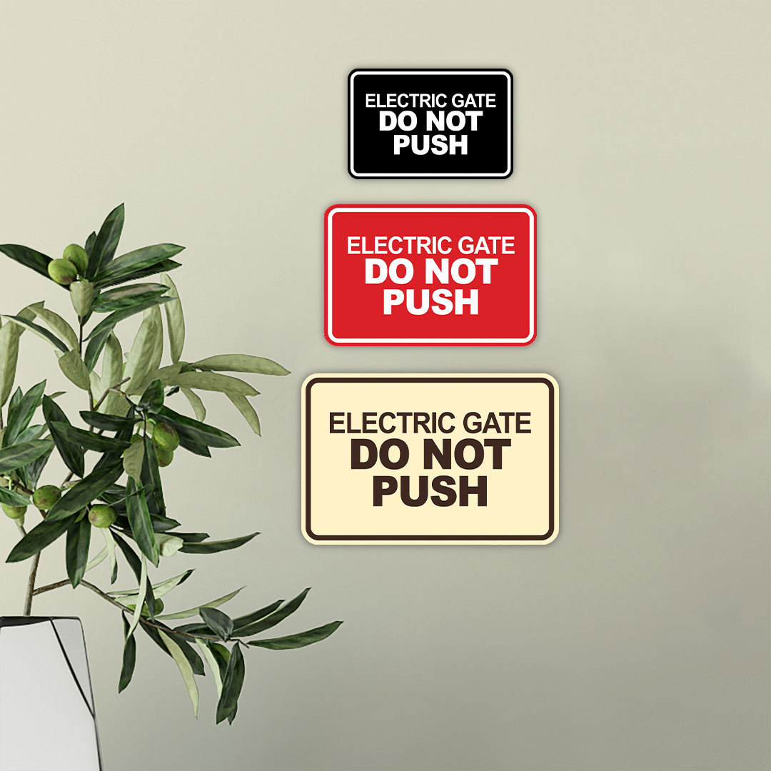 Signs ByLITA Classic Framed, Electric Gate Do Not Push Wall or Door Sign