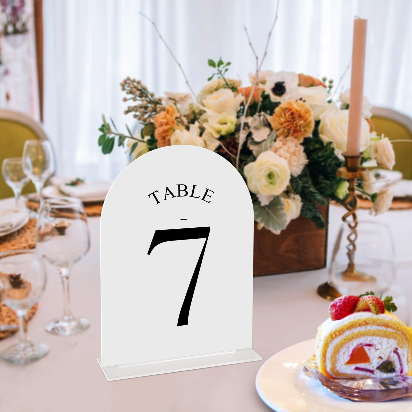 Arch Wedding Table Numbers 120 With Stands 5×7 Inch White Acrylic Black