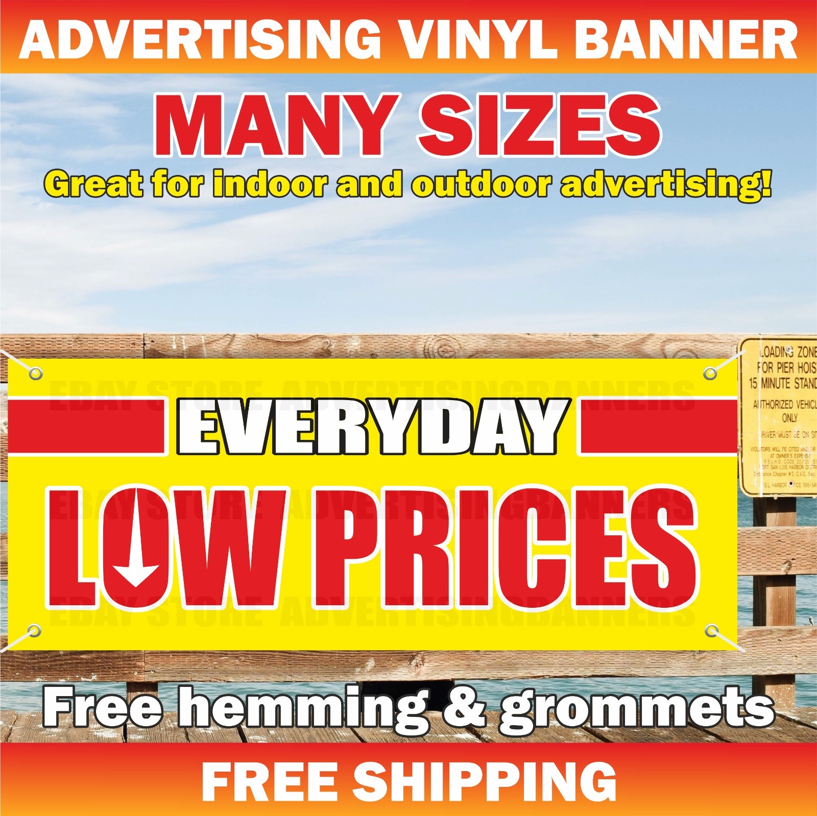 EVERYDAY LOW PRICES Advertising Banner Vinyl Mesh Sign Sale Shop Retail Store